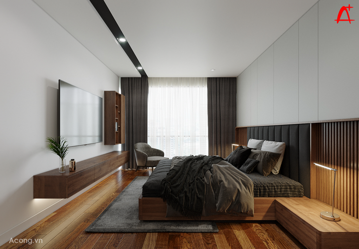 Nội thất căn hộ chung cư Mandarin Garden: thiết kế phòng ngủ master